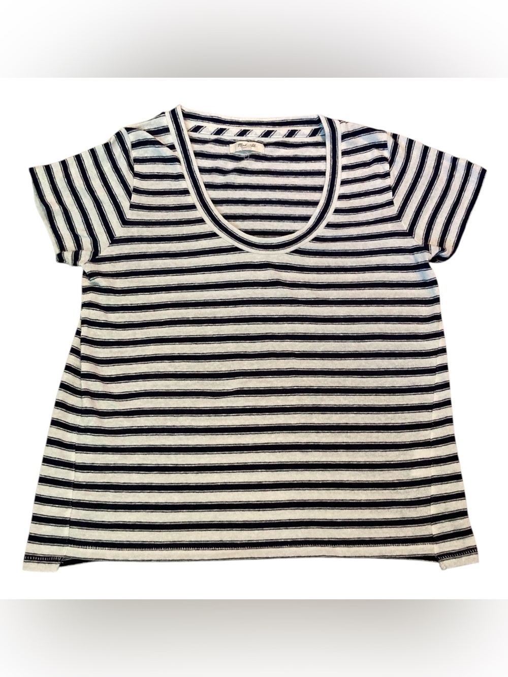 Madewell Retro Striped Scoop Neck Short Sleeve Cotton T Shirt Size Small
